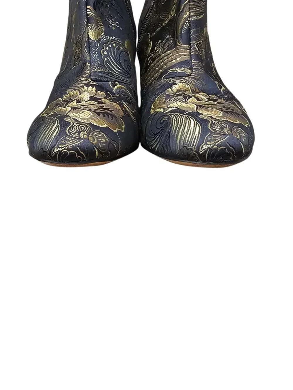 Franco Sarto Women's Jubilee 2 Ankle Boot Floral Bootie Heel Black Gold Size 9